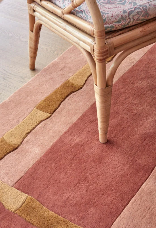 Vloerkleed Layered Alice Crawley Bamboo Stripe Wool Rug Terracotta