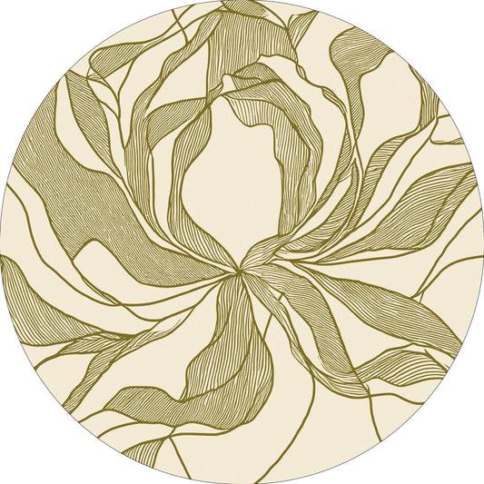 Vloerkleed MOMO rugs x NOŪRA studios - Bloom Beige/ olive Rond
