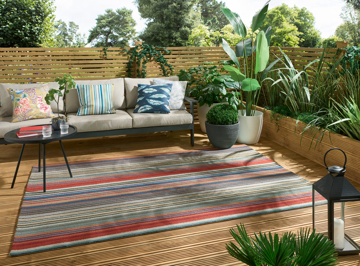 Harlequin Spectro Stripes-Teal/Sedonia/Rust outdoor 442103 Vloerkledenwinkel