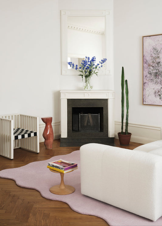 Vloerkleed Layered Organic Scallop Wool Rug Pink Lavender