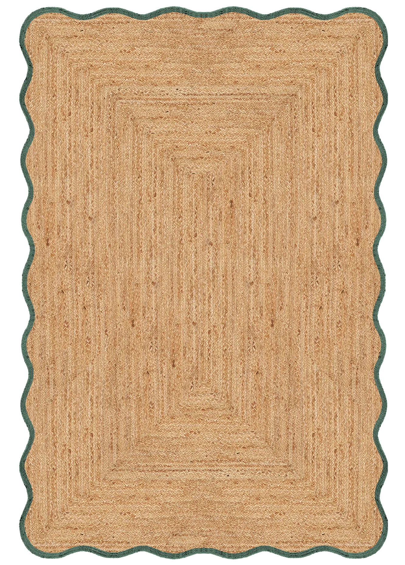 Vloerkleed Layered Scallop Jute Dark Green