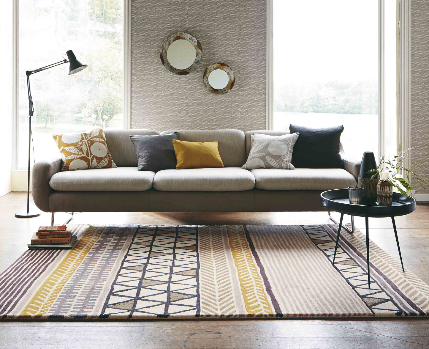 Laagpolig vloerkleed Scion Raita Taupe 24701 Vloerkledenwinkel
