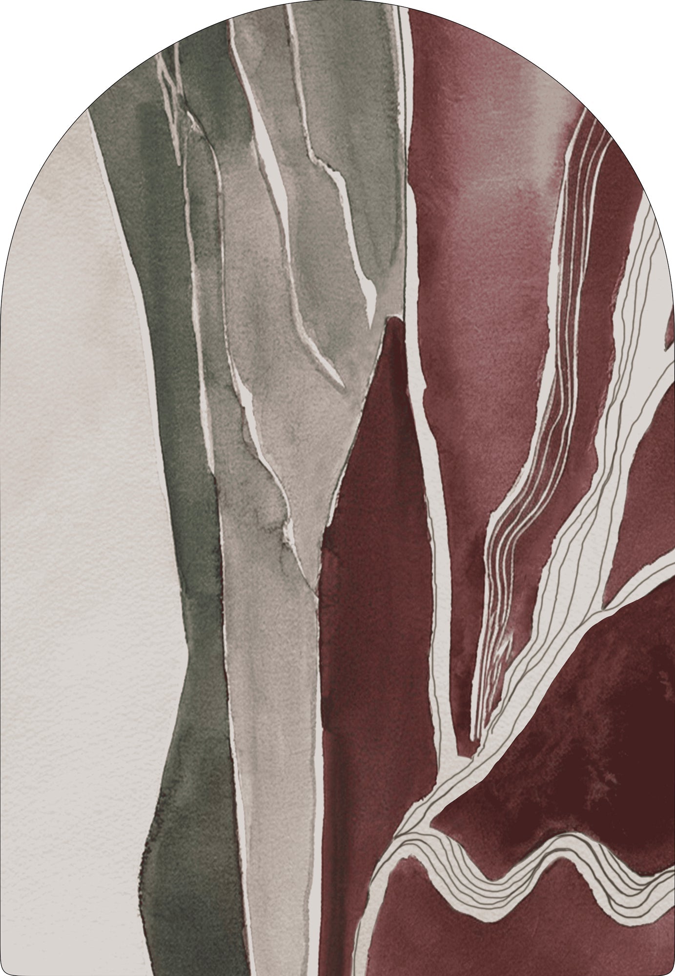 Vloerkleed MOMO rugs x NOŪRA studios - Horizon Bordeaux/Green Arch