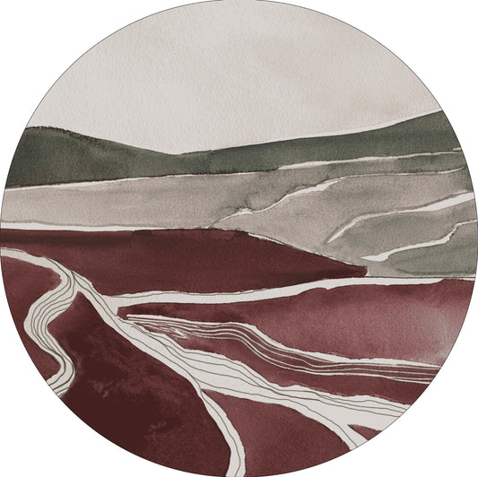 Vloerkleed MOMO rugs x NOŪRA studios - Horizon Bordeaux/Green Rond