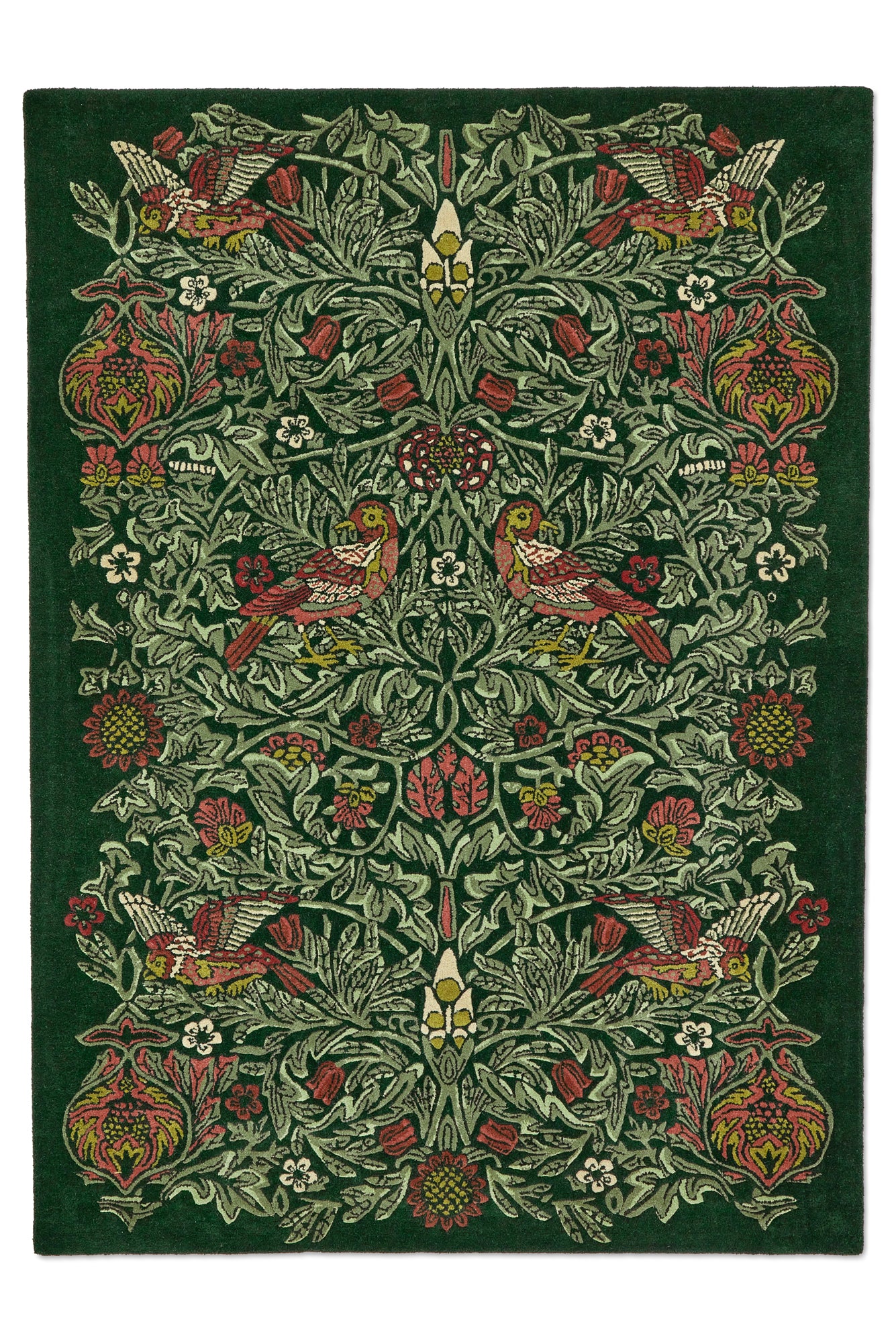 Laagpolig vloerkleed Morris & Co Bird Tump Green 128307