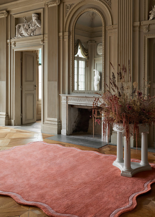 Vloerkleed Layered Scallop Wool Rug Watermelon Pink