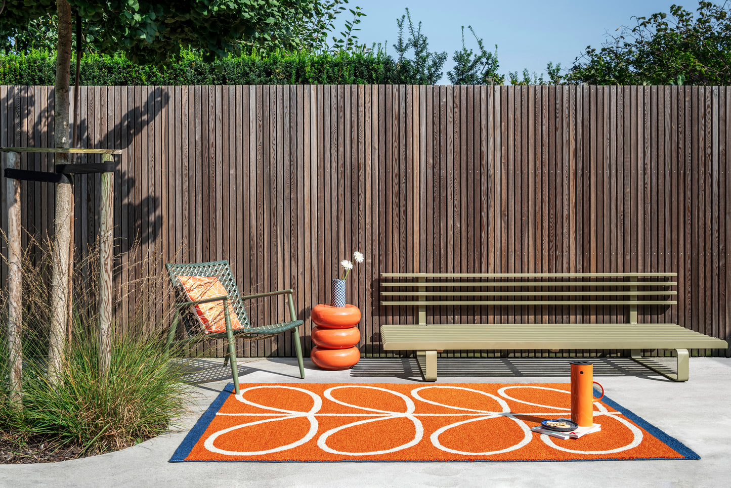 Buitenkleed Orla Kiely Linear Stem Orange 464403