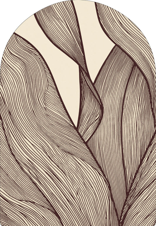 Vloerkleed MOMO rugs x NOŪRA studios - Botanical Beige/ bordeaux Arch