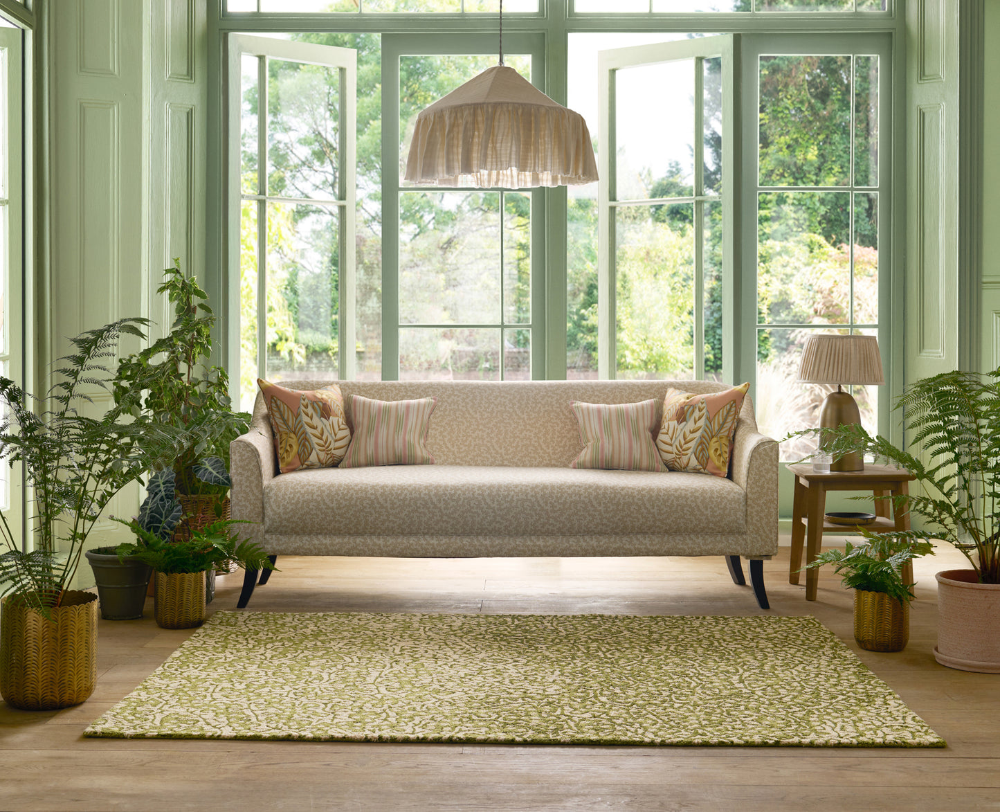 Buitenkleed Sanderson Truffle Olive 446007