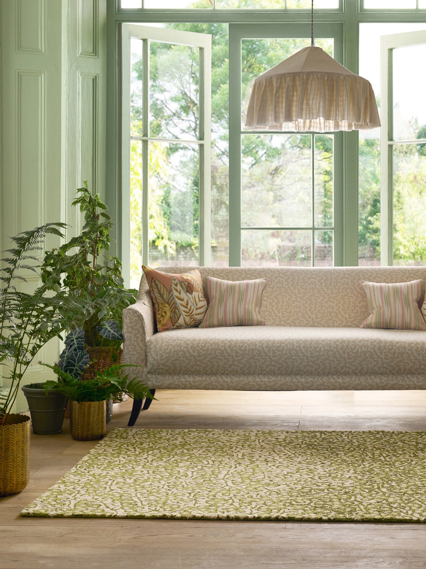 Buitenkleed Sanderson Truffle Olive 446007