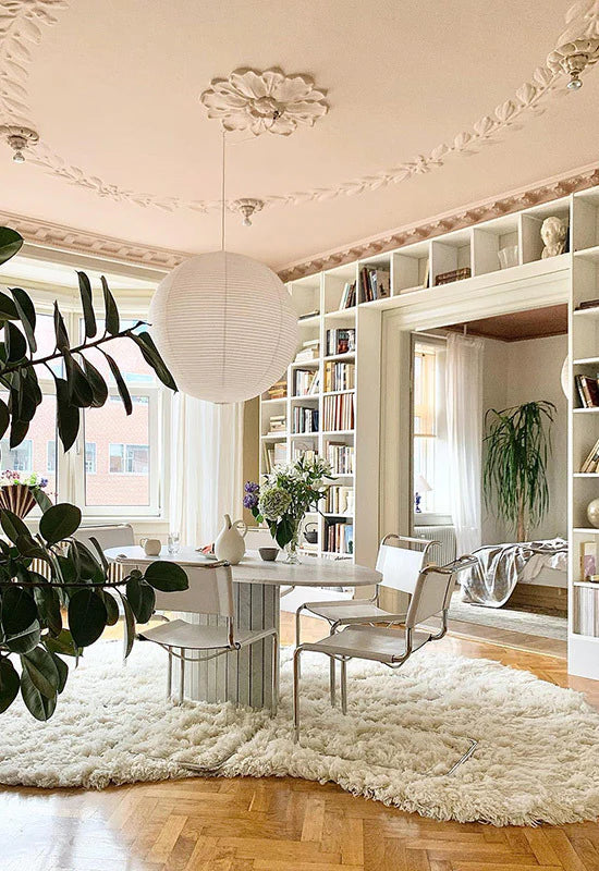 Vloerkleed Layered Residue Shaggy Wool Rug Bone White