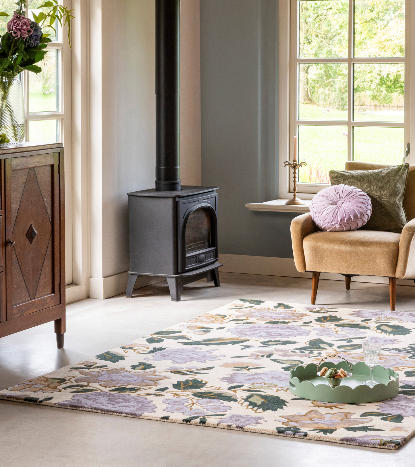 Luxueus en Sfeervol Vloerkleed van Laura Ashley | Wendling floral Heather purple