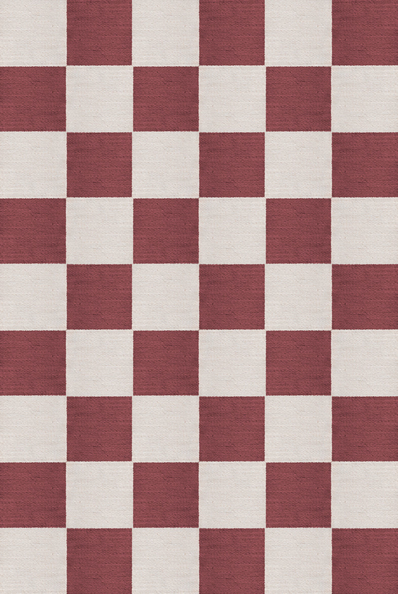 Vloerkleed Layered Chess Wool Rug Burgundy