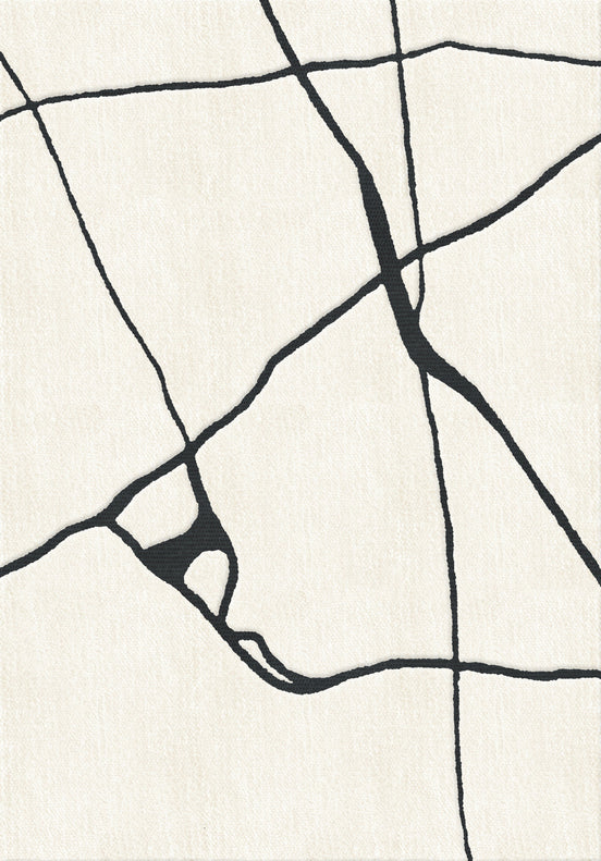 Vloerkleed Layered Gute Wool Rug Black And White