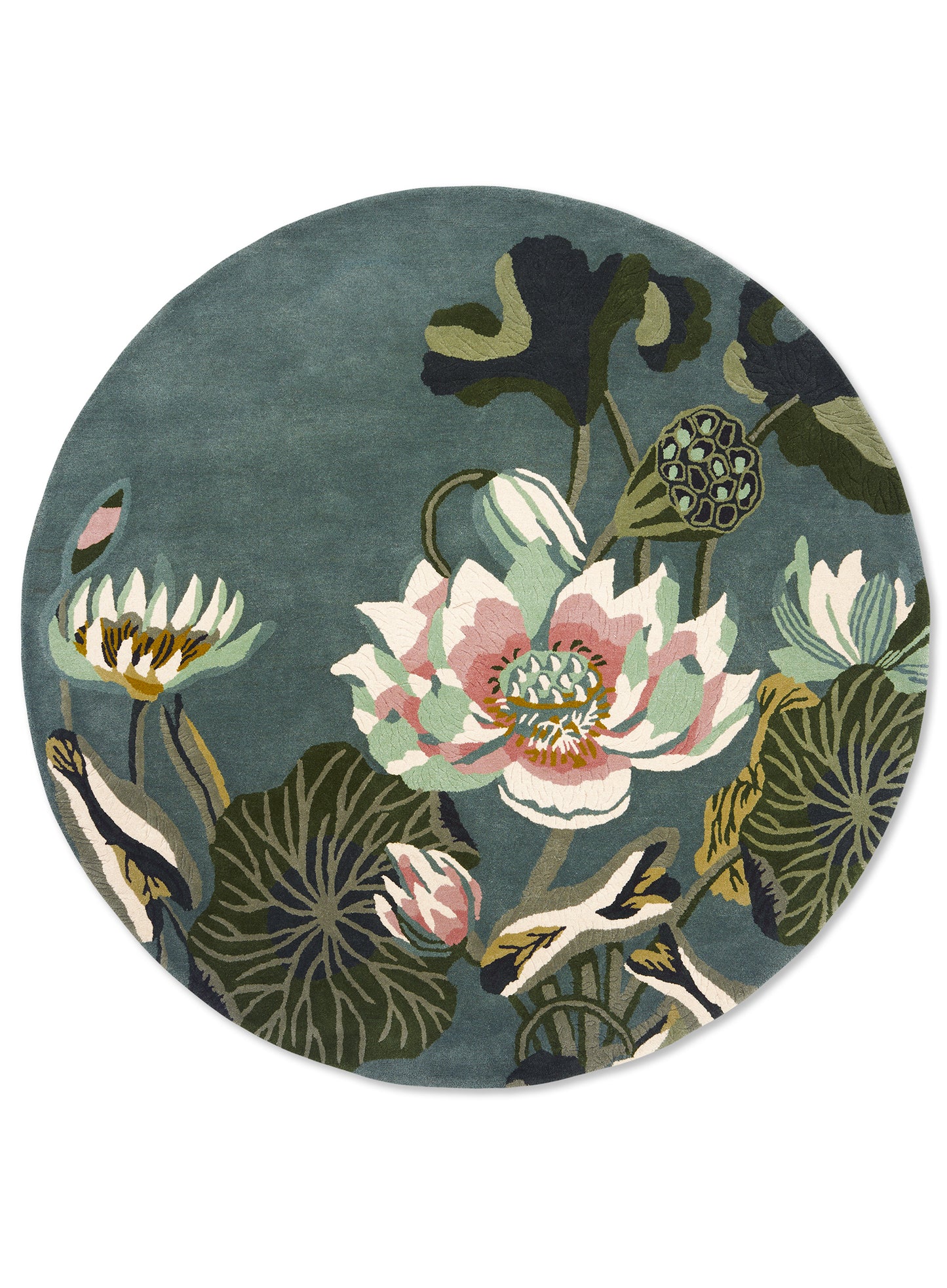 Vloerkleed Wedgwood Waterlily midnight pond rond 038608