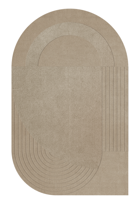 Vloerkleed Layered Circular Wool Rug Sand