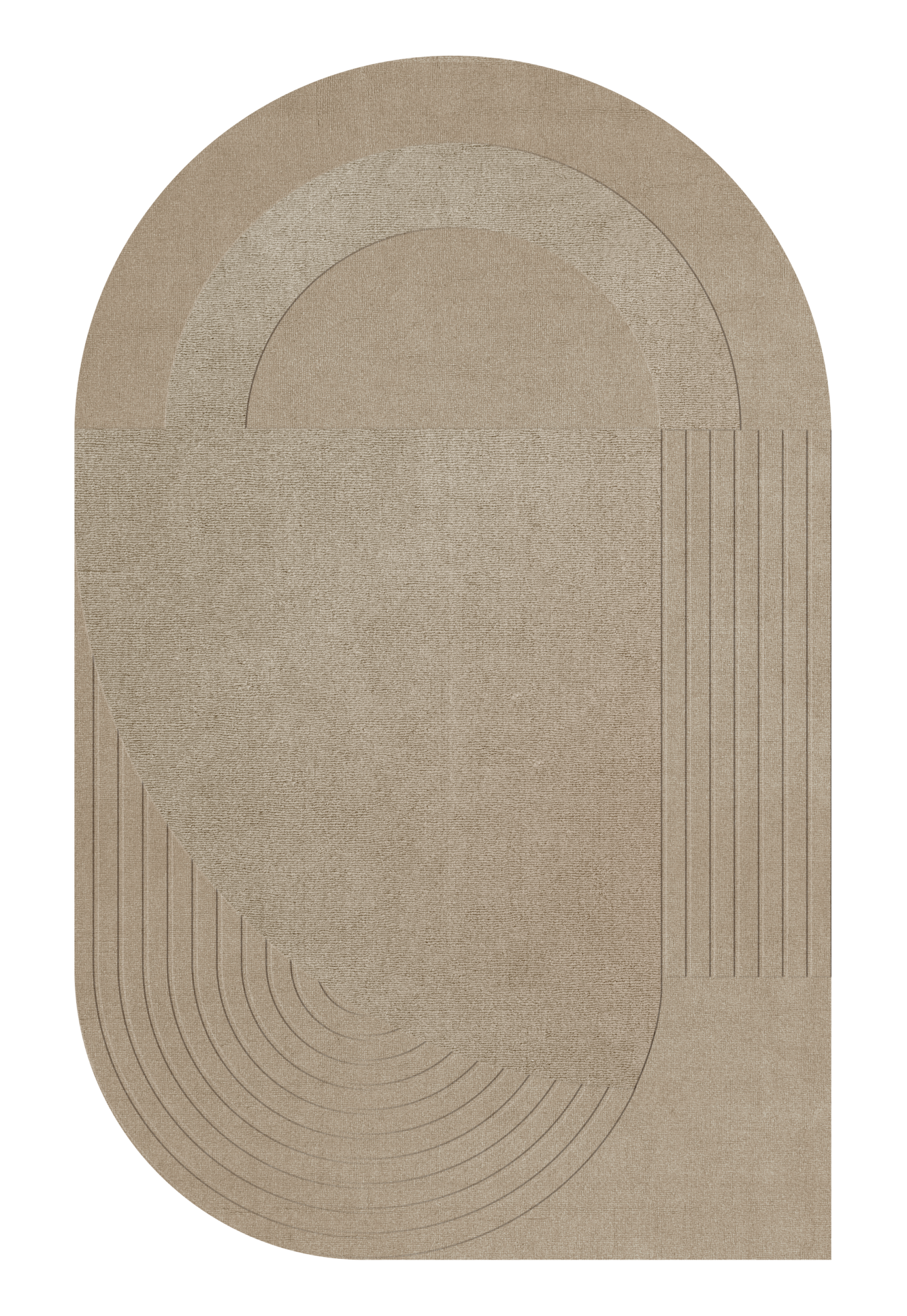 Vloerkleed Layered Circular Wool Rug Sand