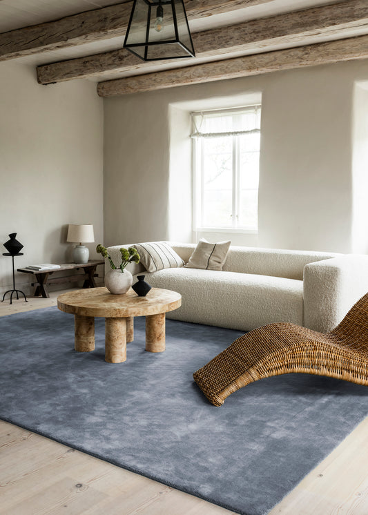 Vloerkleed Layered Classic Solid Wool Rug Sky Blue