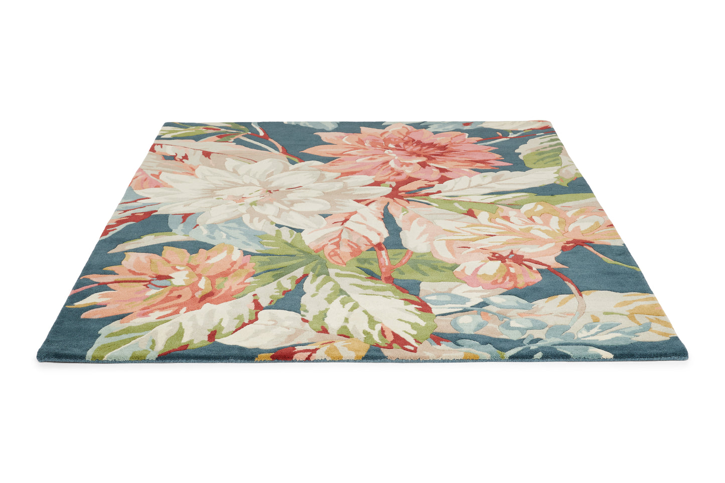 Laagpolig vloerkleed Sanderson Dahlia & Rosehip Teal 50608