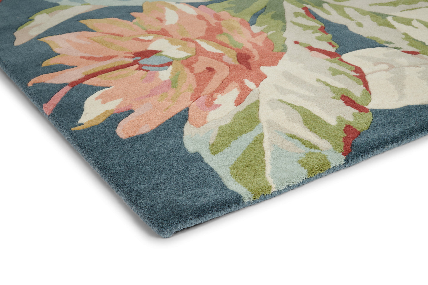 Laagpolig vloerkleed Sanderson Dahlia & Rosehip Teal 50608