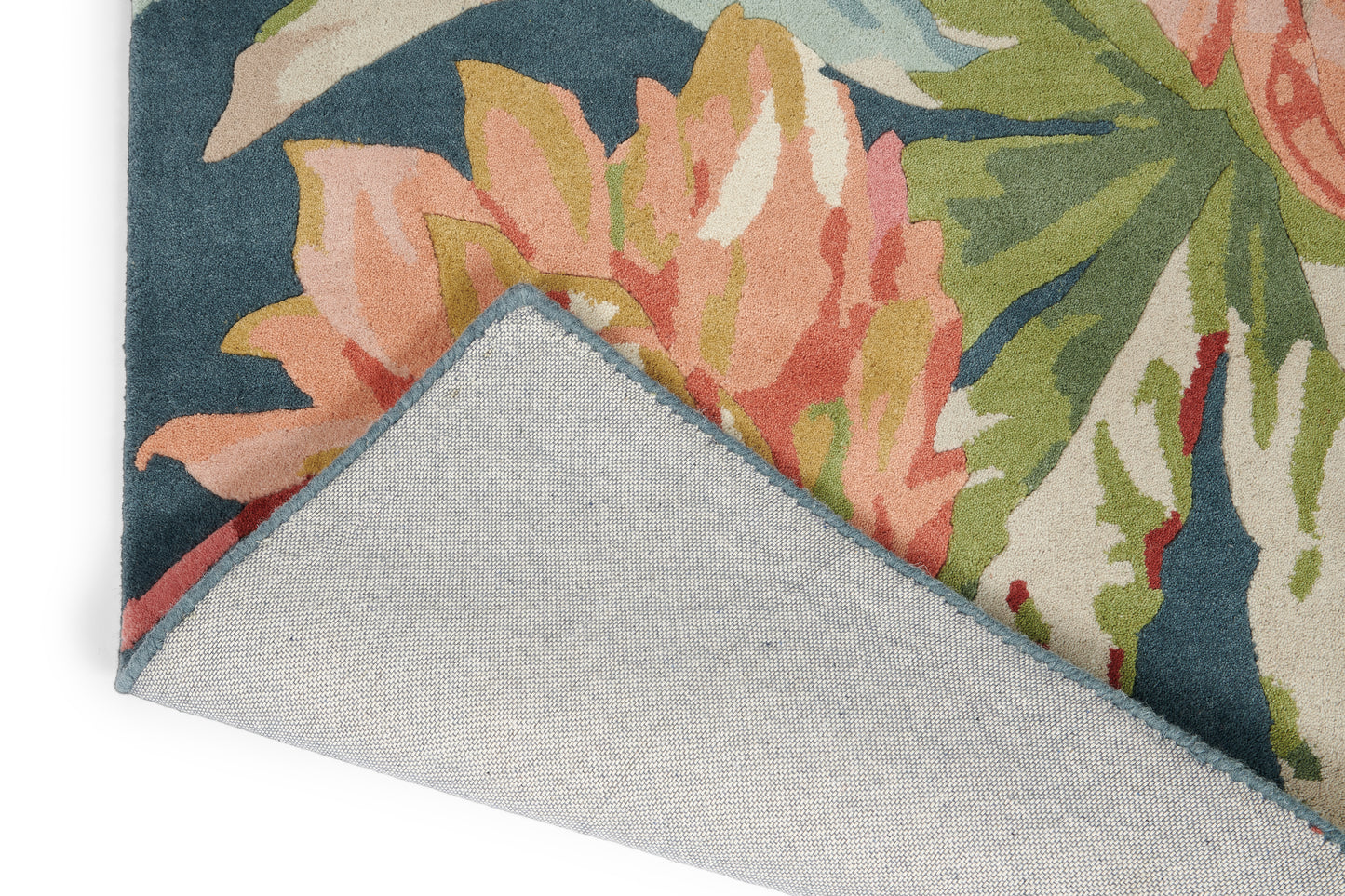 Laagpolig vloerkleed Sanderson Dahlia & Rosehip Teal 50608