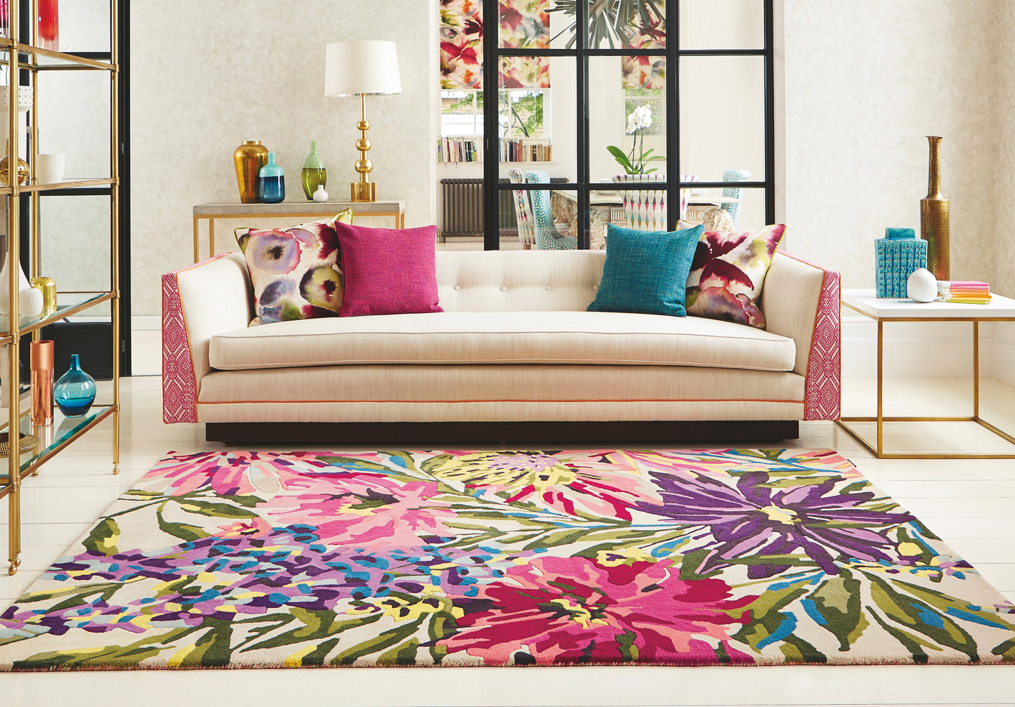 Laagpolig vloerkleed Harlequin Floreale Fuchsia 44905