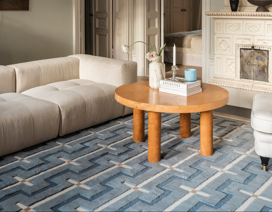 Vloerkleed Layered Johanna Wool Rug Sky Blue