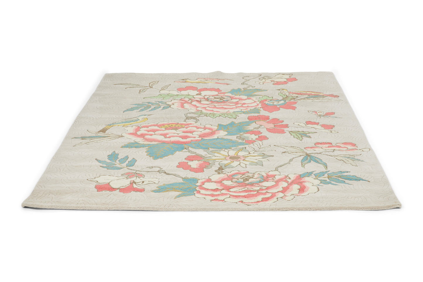 Laagpolig vloerkleed Wedgwood Paeonia Coral 37902