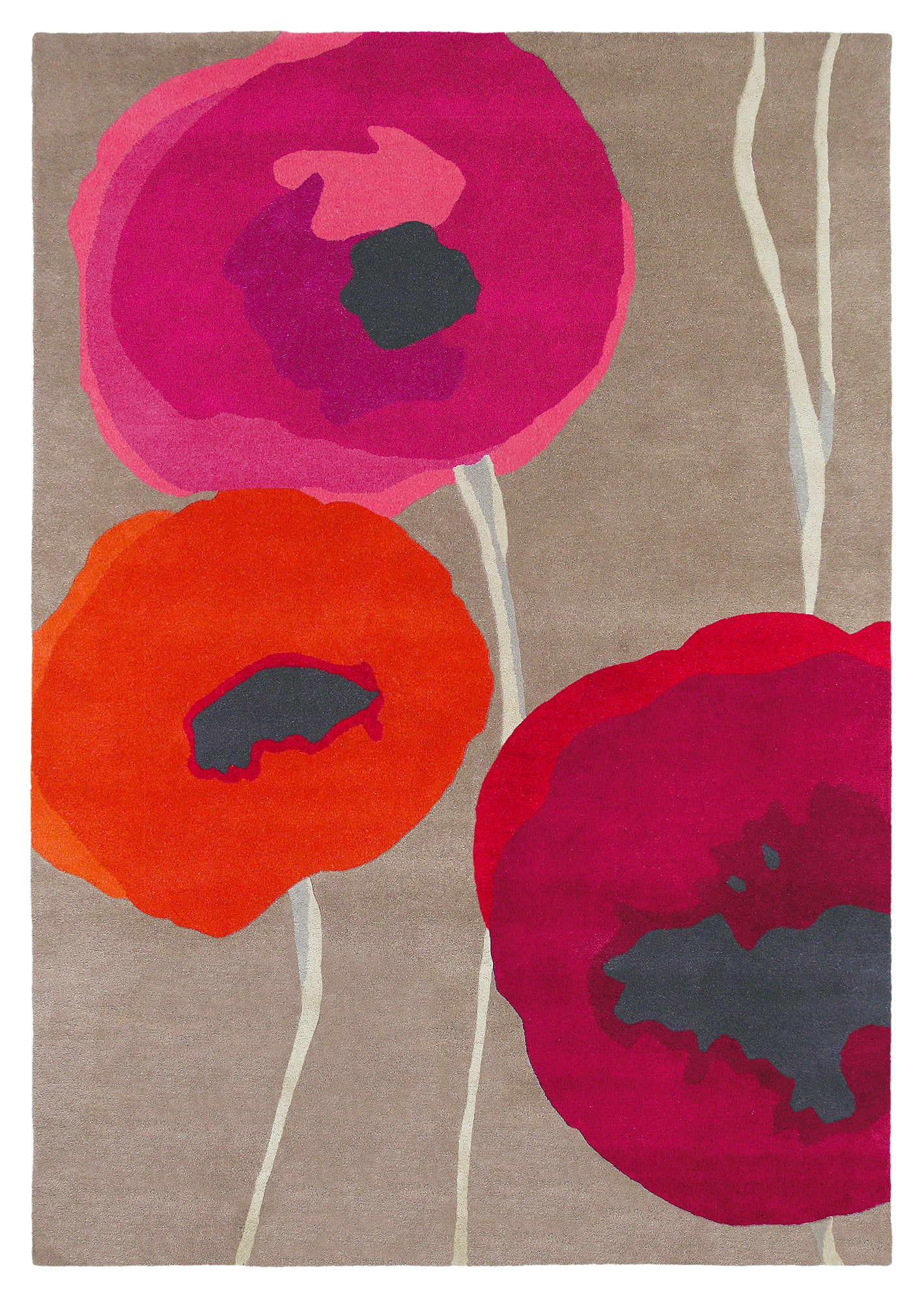 Laagpolig vloerkleed Sanderson Poppies Red Orange 045700