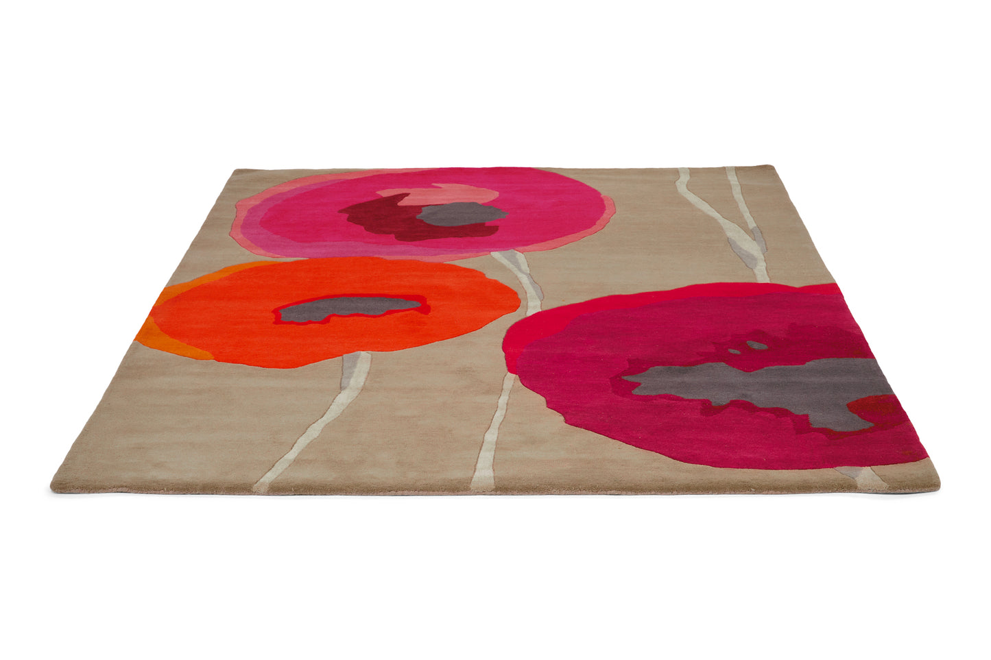 Laagpolig vloerkleed Sanderson Poppies Red Orange 045700