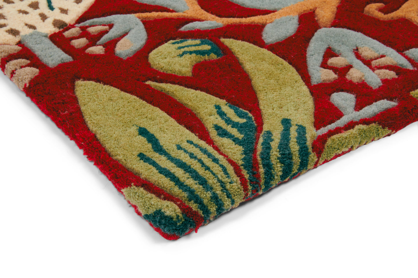 Laagpolig vloerkleed Morris & Co Strawberry Thief Crimson 27700