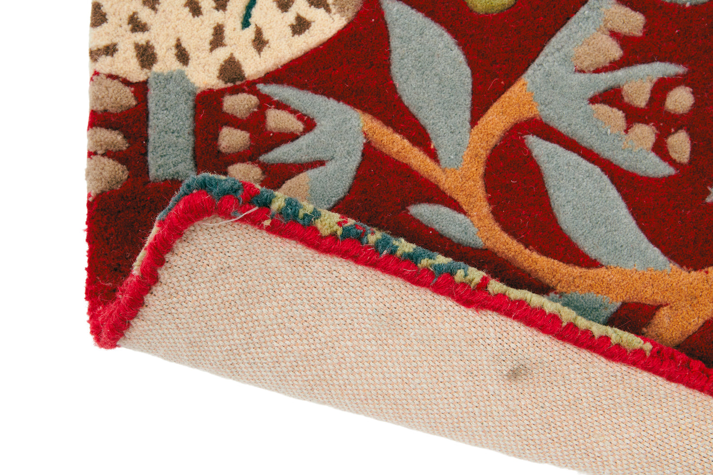 Laagpolig vloerkleed Morris & Co Strawberry Thief Crimson 27700
