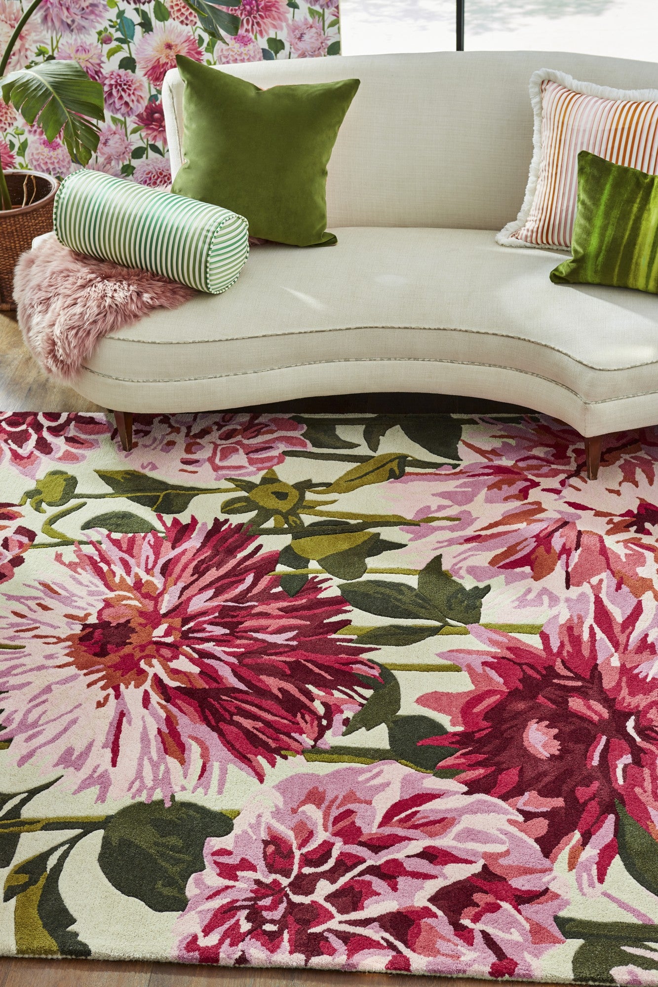 Vloerkleed Harlequin Dahlia Fuchsia Palm 142402