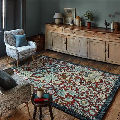 Laagpolig vloerkleed Morris & Co Trent Madder Red/Webb's Blue 127510