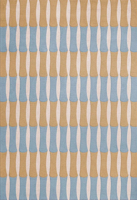 Vloerkleed Layered Alice Crawley Bamboo Forest Wool Rug Azure Blue