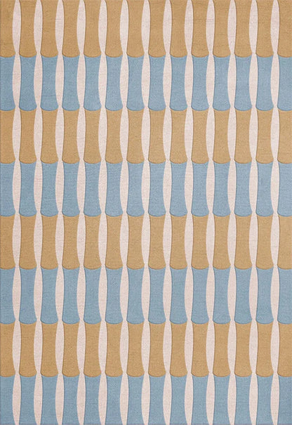Vloerkleed Layered Alice Crawley Bamboo Forest Wool Rug Azure Blue