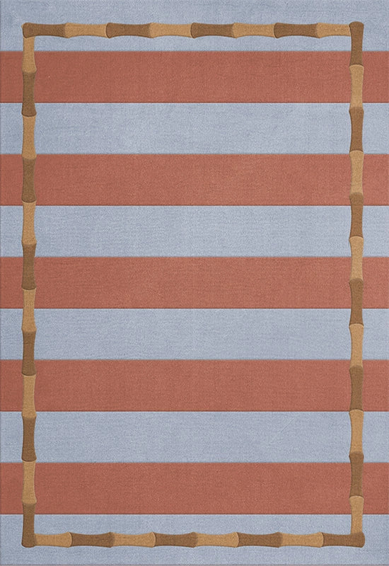 Vloerkleed Layered Alice Crawley Bamboo Stripe Wool Rug Zen Blue
