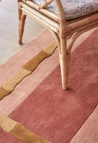 Vloerkleed Layered Alice Crawley Bamboo Stripe Wool Rug Terracotta