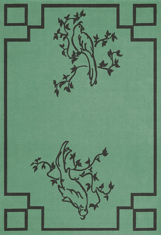 Vloerkleed Layered Chinoiserie Wool Rug Parrot Green