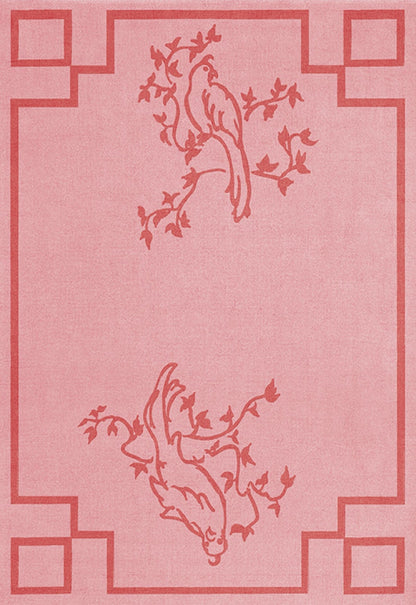 Vloerkleed Layered Chinoiserie Wool Rug Scarlet Pink