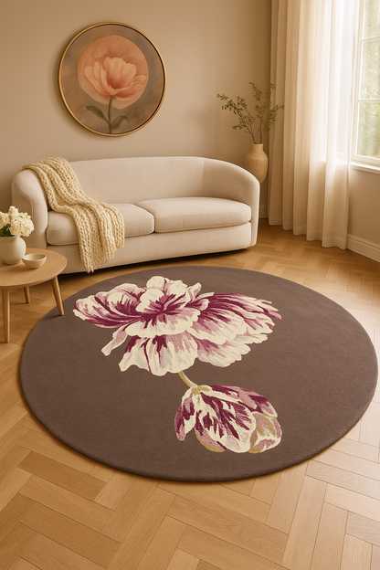 Laagpolig vloerkleed Ted Baker Tranquility Aubergine Rond 56005