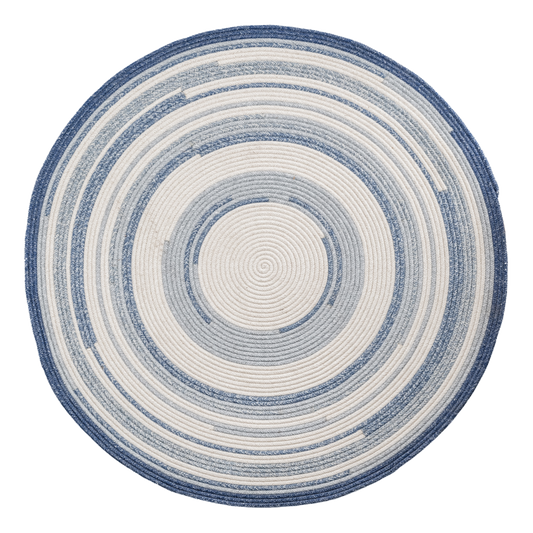 MOMO Rugs Quid Blue Curve – Rond Designkleed met Blauwe Accenten