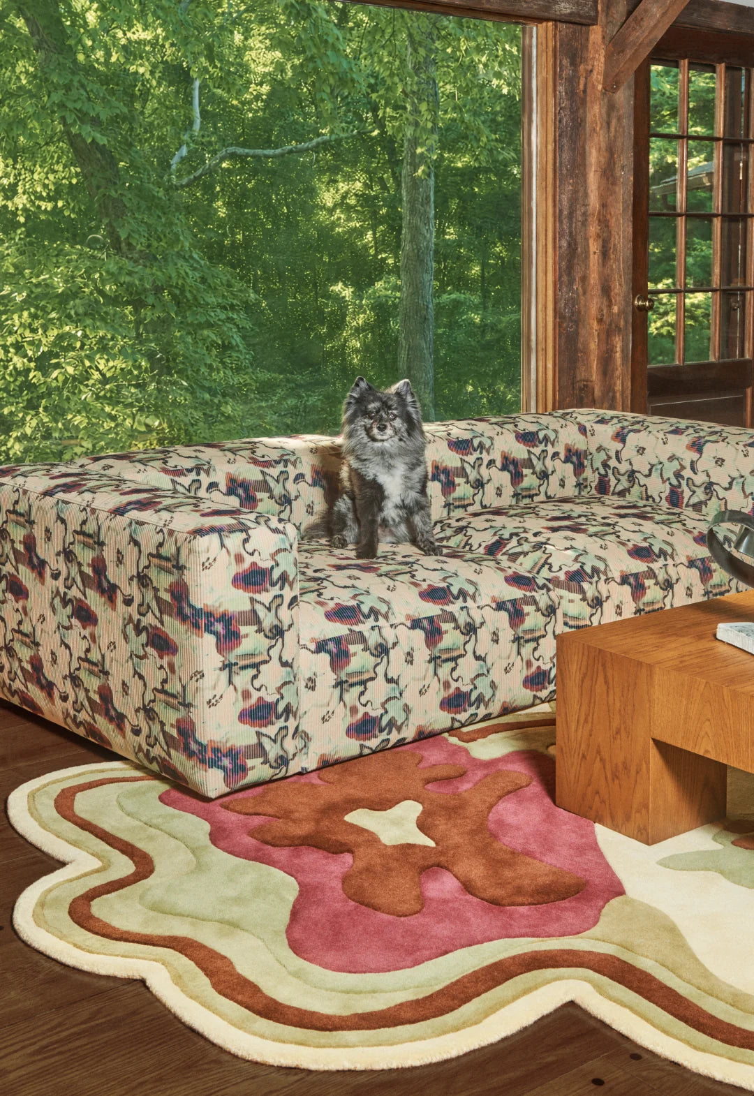 Vloerkleed Layered Collina Strada Petal Wool Rug Olive Plum