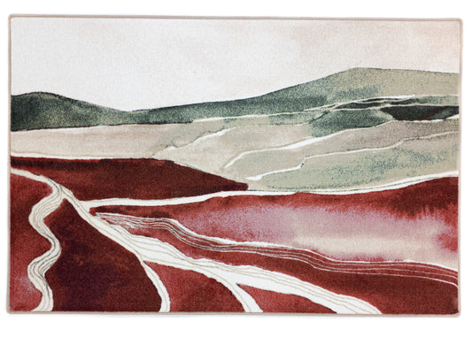 Vloerkleed MOMO rugs x NOŪRA studios - Horizon Bordeaux/Green