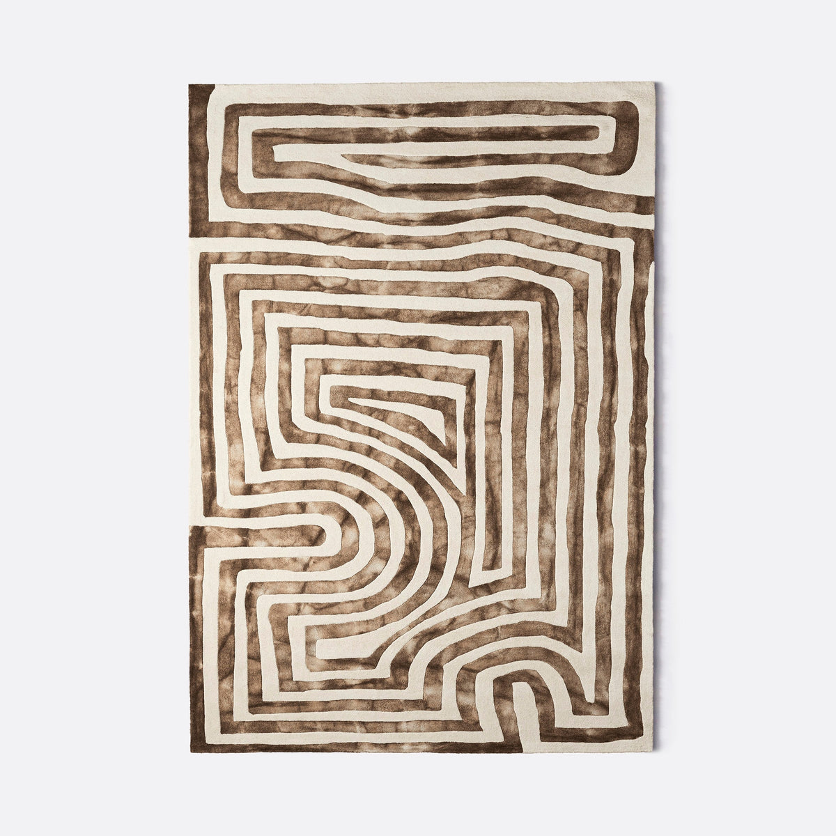 Dusty Deco Psychedelic Labyrinth Beige, volledig vloerkleed