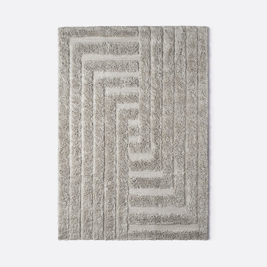 Dusty Deco Shaggy Labyrinth Grey, volledig vloerkleed
