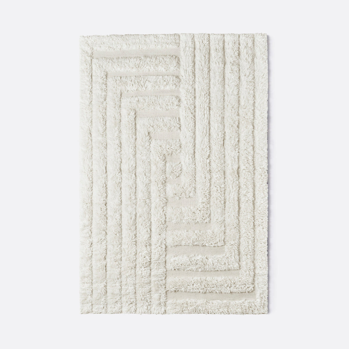Dusty Deco Shaggy Labyrinth White, volledig vloerkleed
