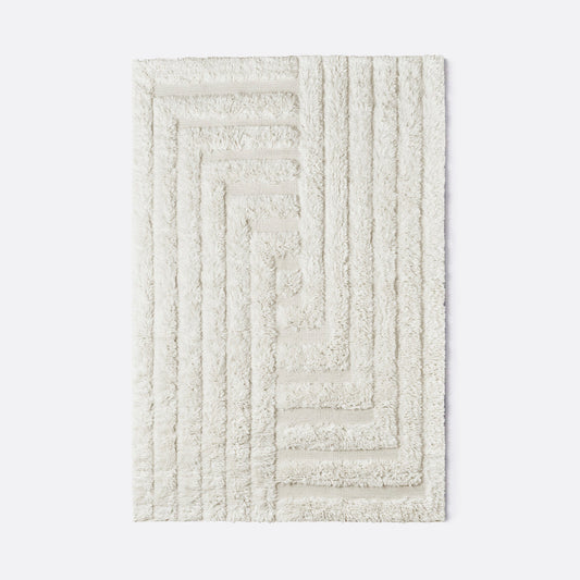 Dusty Deco Shaggy Labyrinth White, volledig vloerkleed