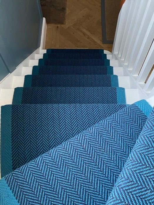 Traploper Hartley Tissier Herringbone Border Petrol & Ink