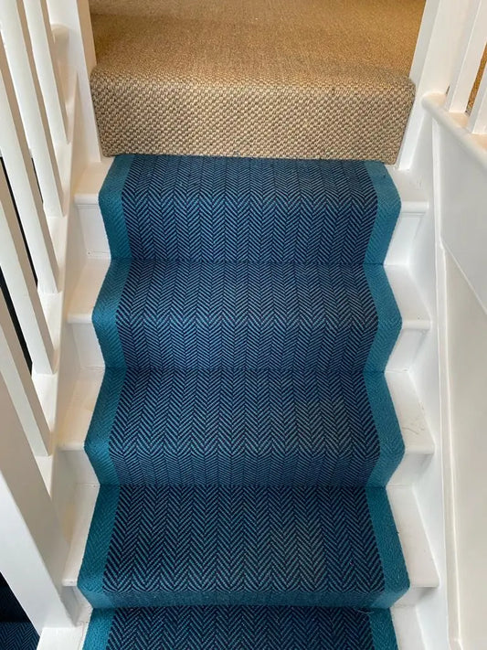 Traploper Hartley Tissier Herringbone Border Petrol & Ink